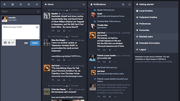 Yeni kullanıcıları cezbetmesinin nedenlerinden biri Mastodon'un çalışma prensibinin Twitter'dan farklı olması. Mastadon merkeziyetsiz bir sosyal platform.