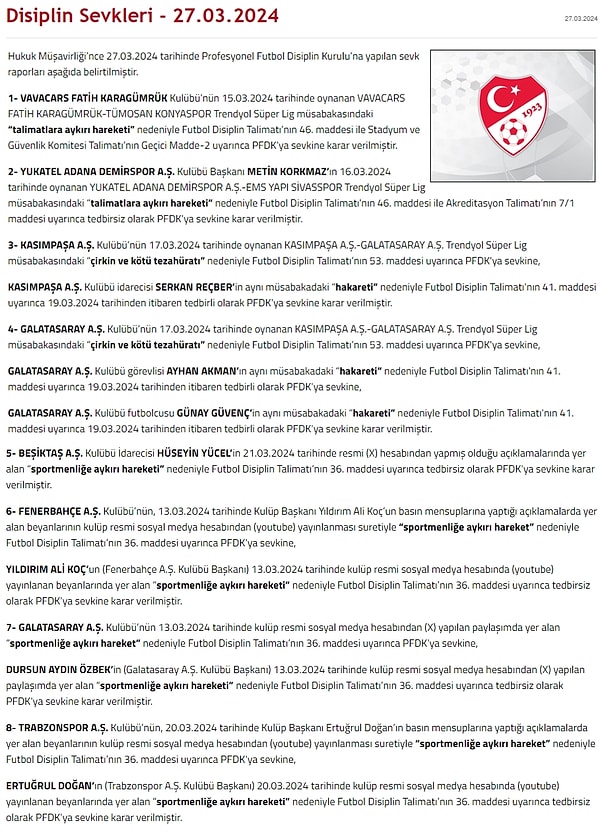 TFF'den yapılan açıklamada şu ifadeler yer aldı👇
